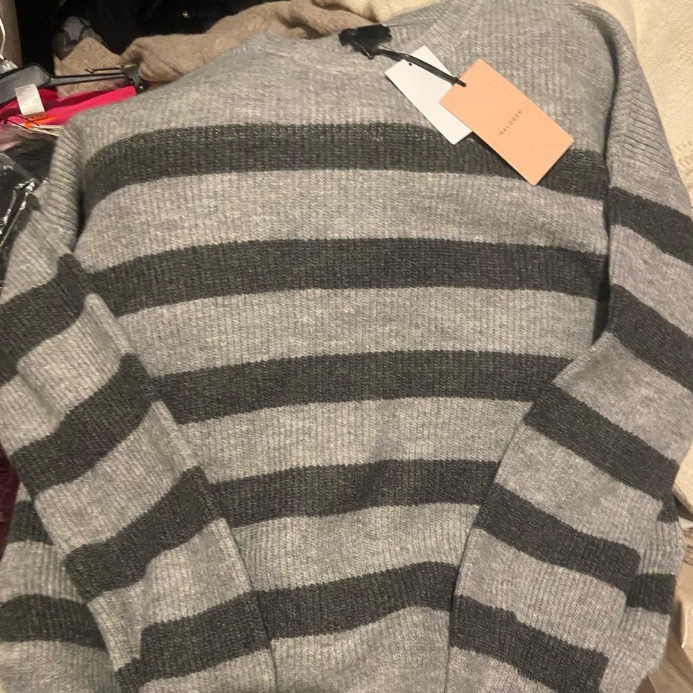 Halogen striped crewneck sweater size l